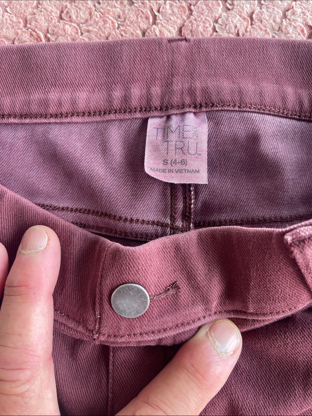 Time and Tru Dusty Mauve Button-Front Jeans
